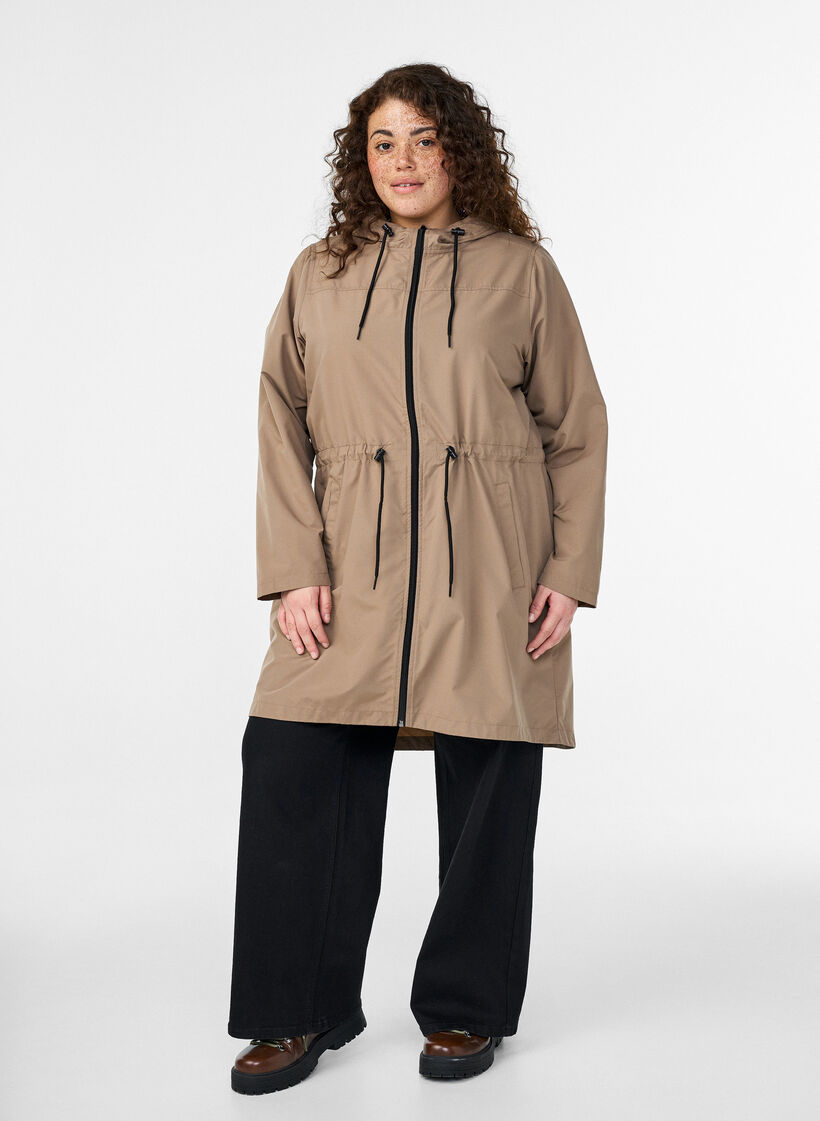 FLASH - Leichter Parka mit Kapuze, Braun, Model image number 1