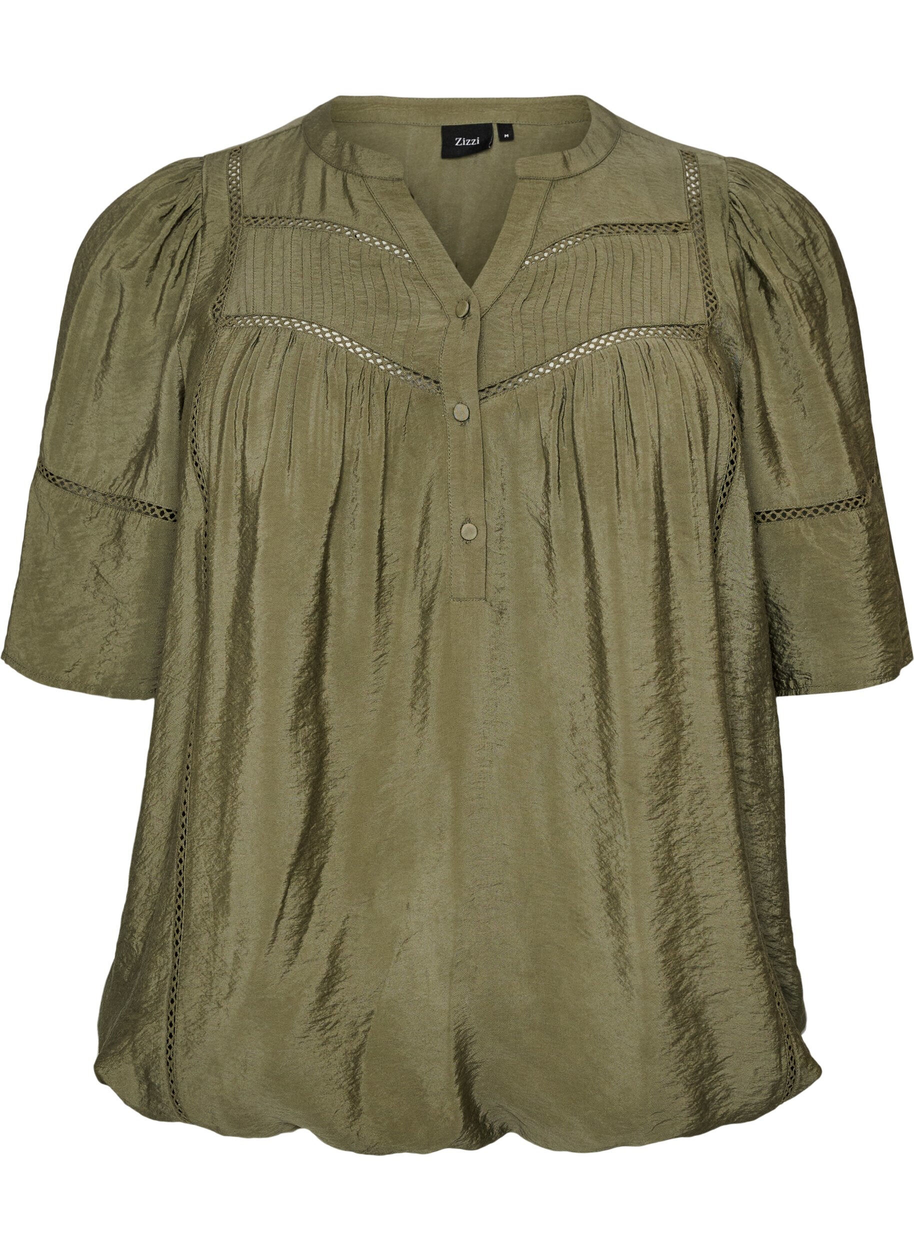 Blouse en viscose avec nervures et effet ballon