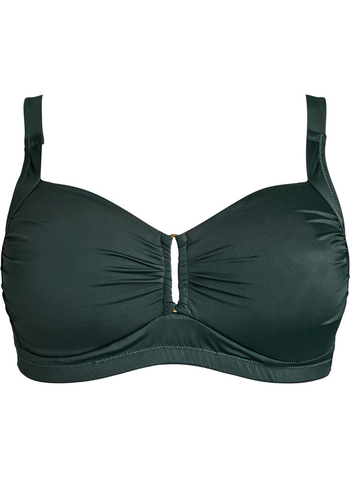 Gepolstertes Bikini Top mit Ringdetail, Gr&uuml;n, Packshot image number 0