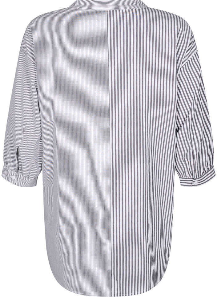 Tunique rayée avec manches 3/4, Noir, Packshot image number 1