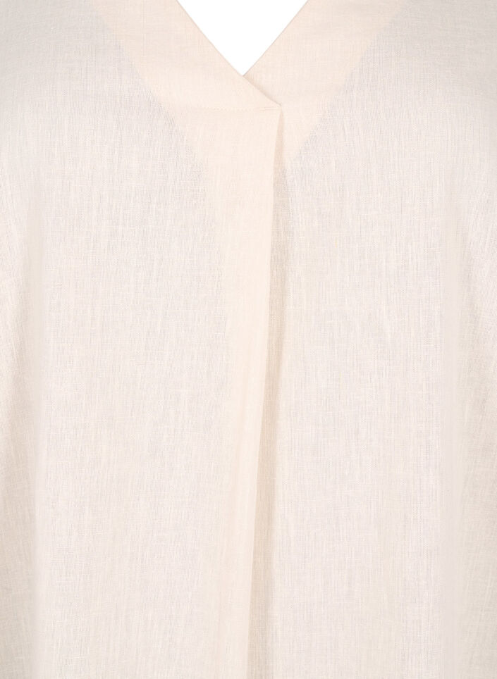 Kaftan-Kleid aus Baumwollmischung mit Leinen, Beige, Packshot image number 2