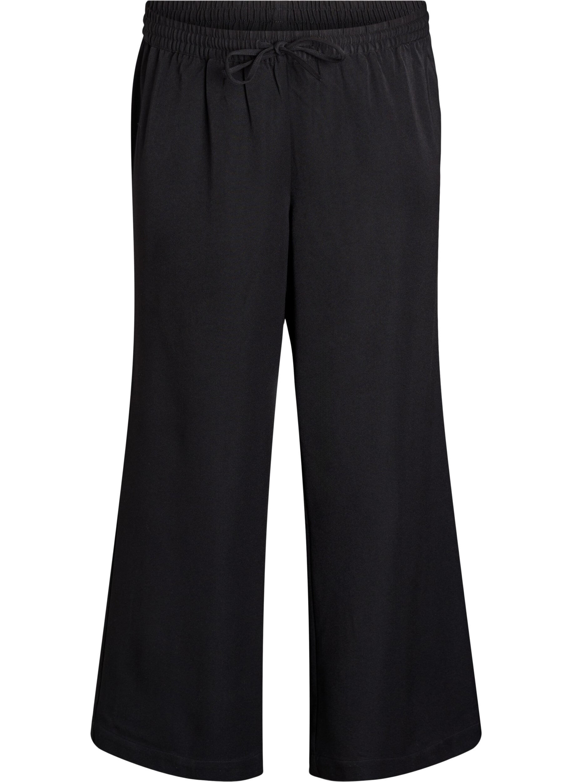Zizzi Wide-Leg-Hose mit hoher Taille, Schwarz, Packshot image number 0
