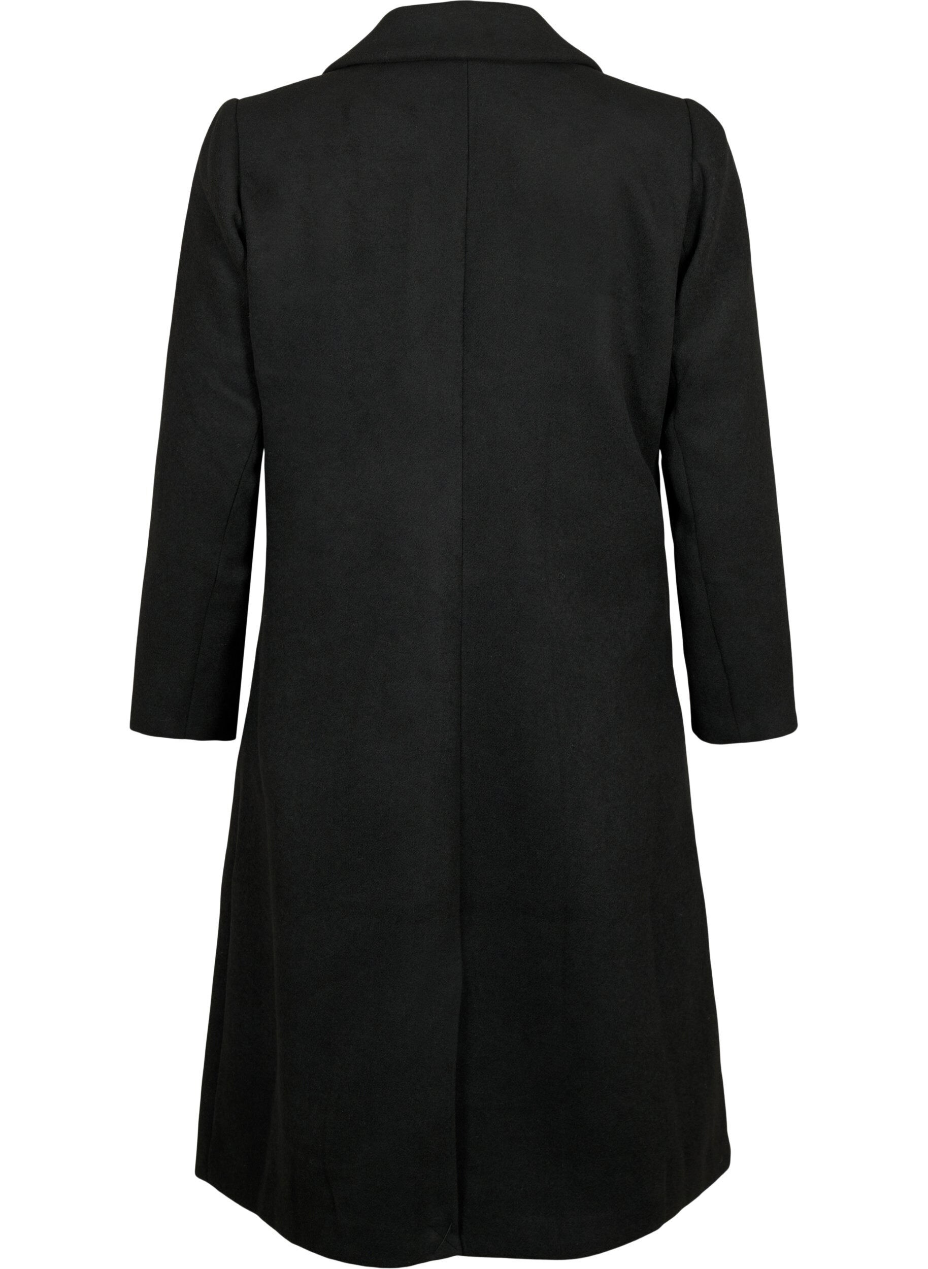 Zizzi Manteau avec boutons et poches, Black, Packshot image number 1
