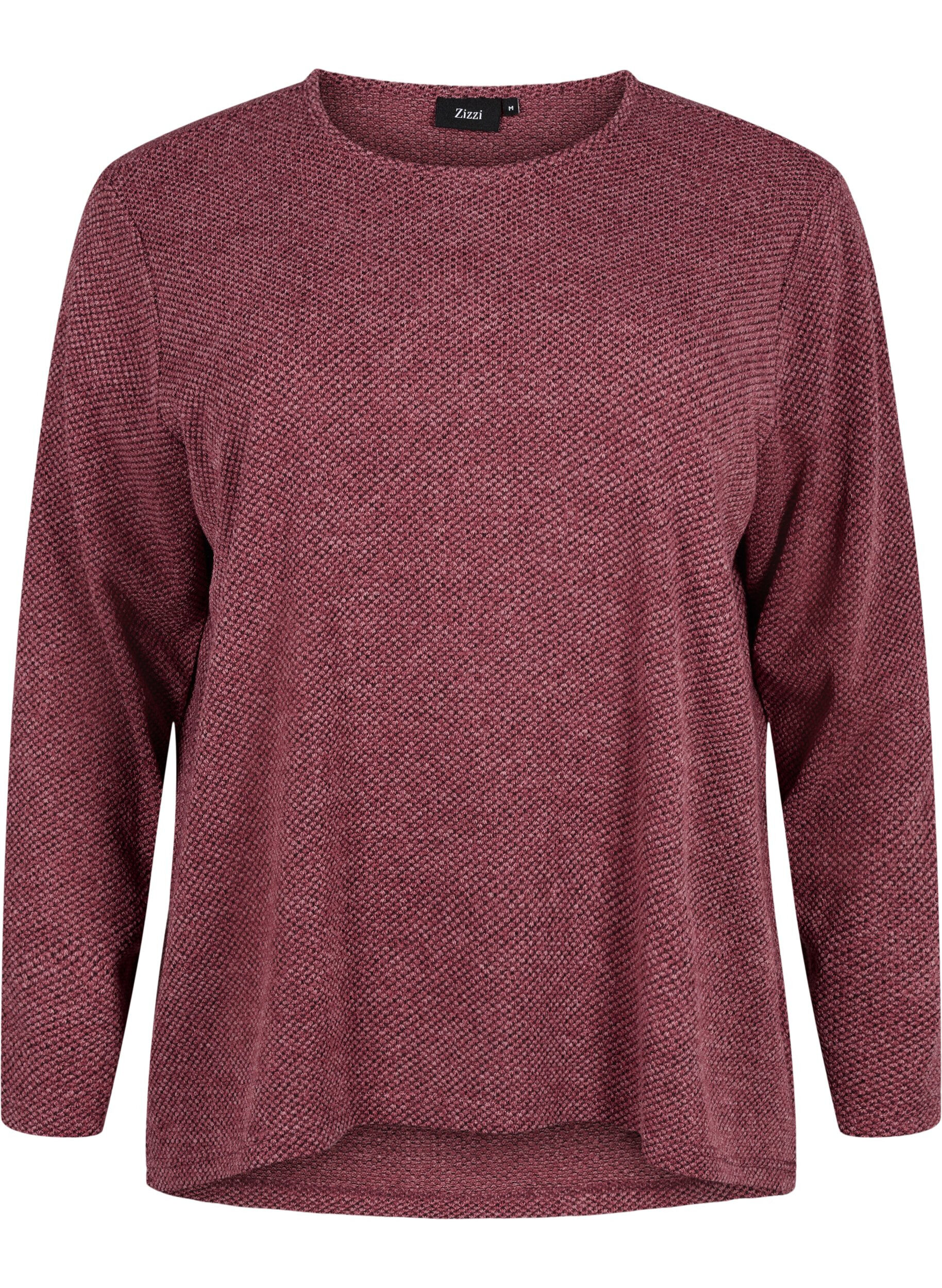 Zizzi Melange Bluse mit rund um den Neck und langen &Auml;rmel, Dry Rose, Packshot image number 0