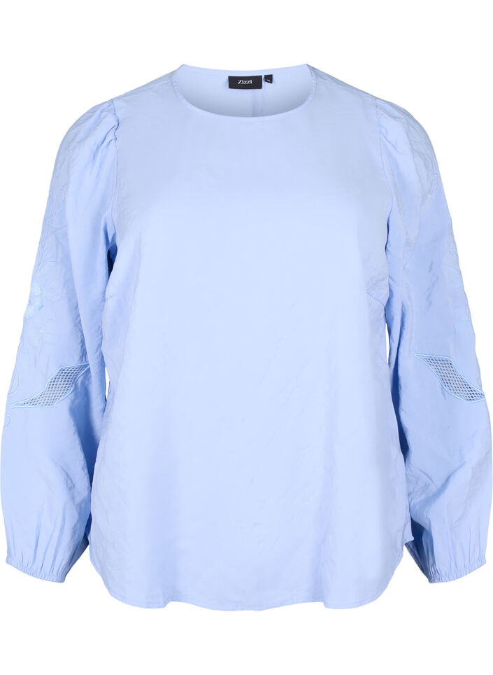 Bluse aus TENCEL™-Modal mit gestickten Details, Serenity, Packshot image number 0