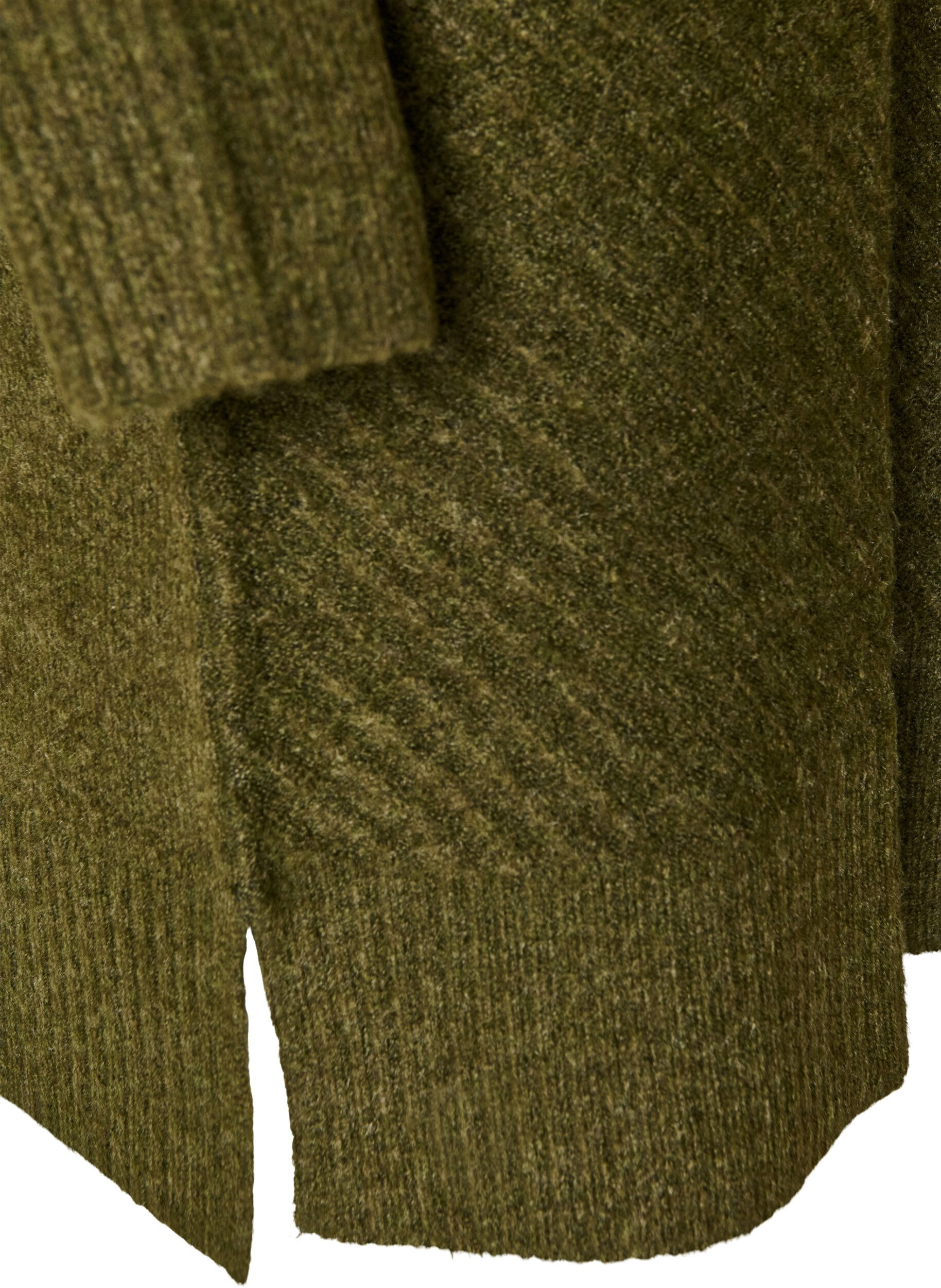 ZizziRobe courte en maille avec un motif textur&eacute; en V, Vert fonc&eacute;, Packshot image number 3