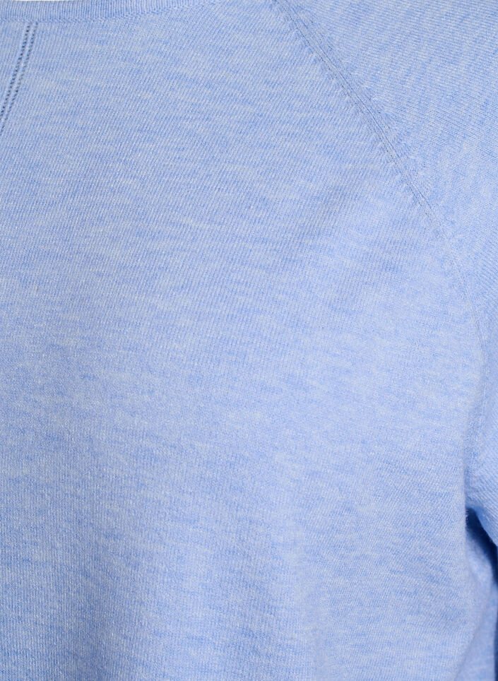 Chemisier en tricot avec col rond et motif tricot, Bleu Clair, Packshot image number 3