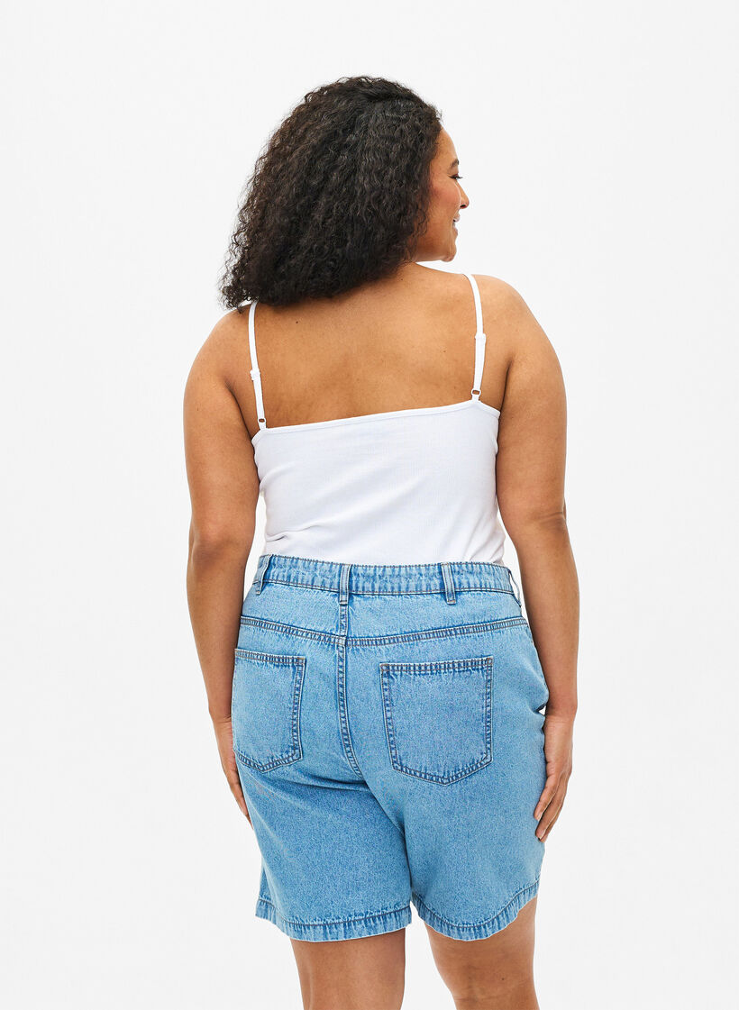 Haut côtelé en coton biologique avec détail en forme de croix, Bright White, Model image number 1