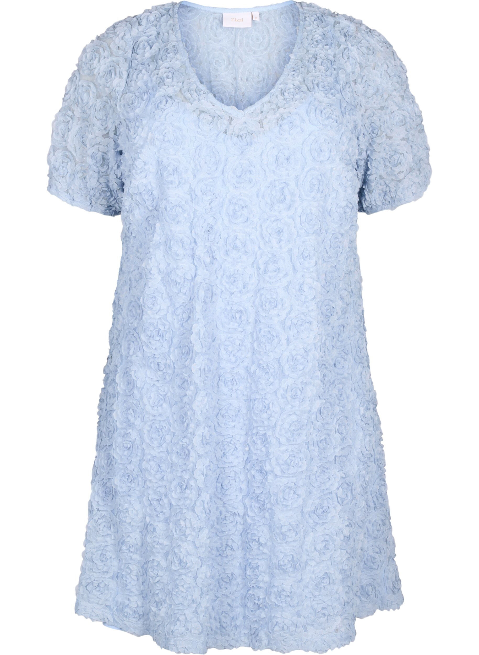 Zizzi Robe de soir&eacute;e avec fleurs en 3D, Cashmere Blue, Packshot image number 0
