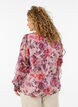 Blouse fleurie avec col en V et manches &agrave; volants, Rose, Model image number 2