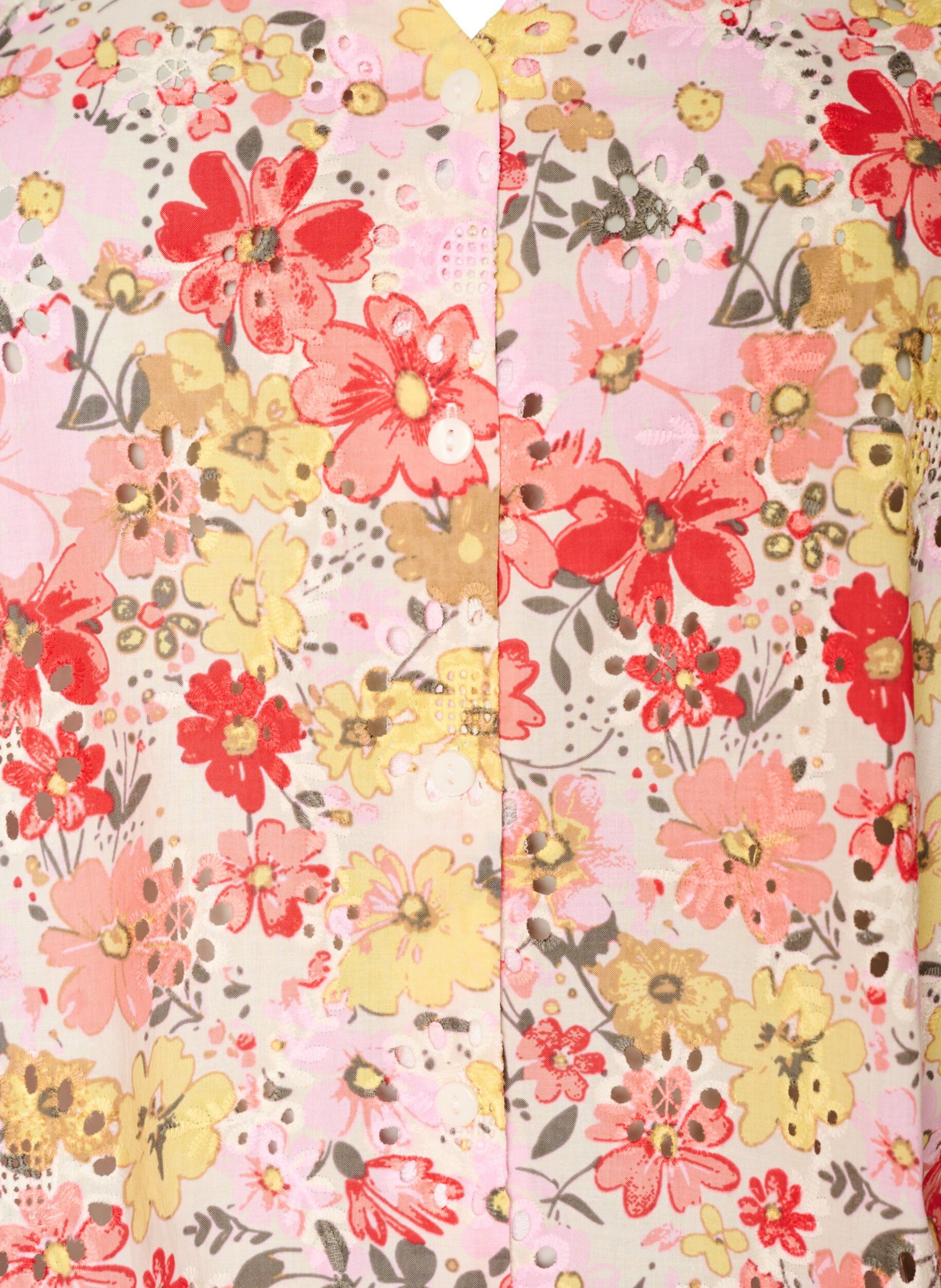 ZizziBlouse florale avec broderie ajour&eacute;e et col V, Rose, Packshot image number 2