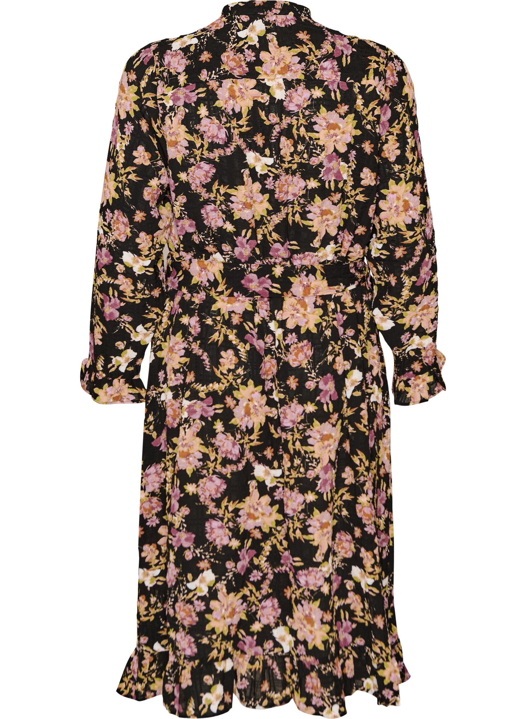 ZizziMidikleid mit gebl&uuml;mtem Print und abnehmbarem Bindeg&uuml;rtel, Schwarz, Packshot image number 1