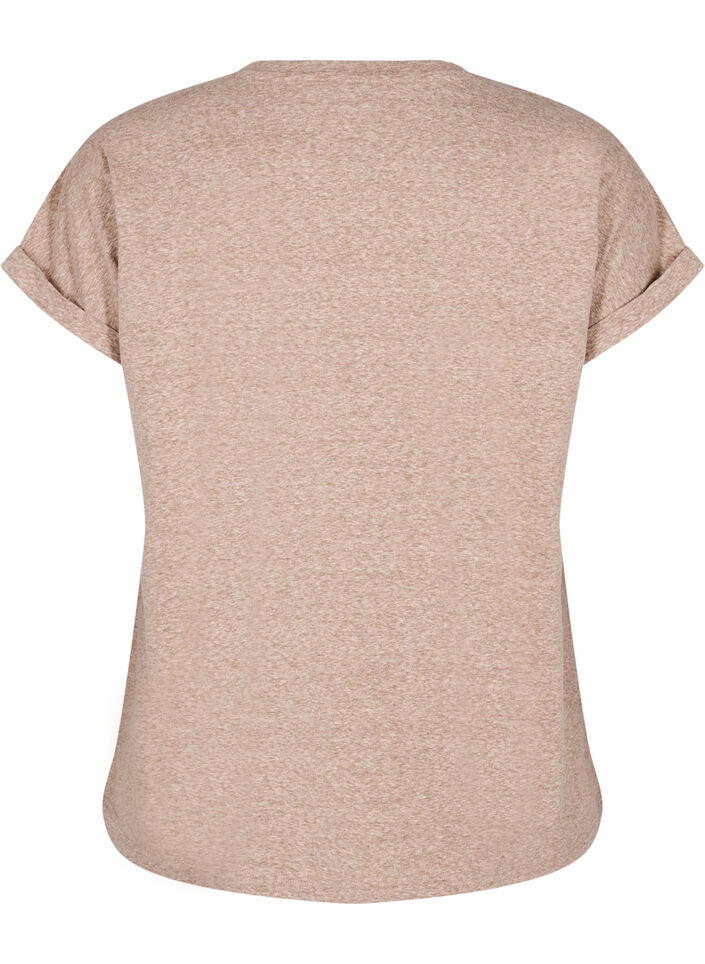 T-shirt m&eacute;lang&eacute; avec manches courtes, Marron, Packshot image number 1