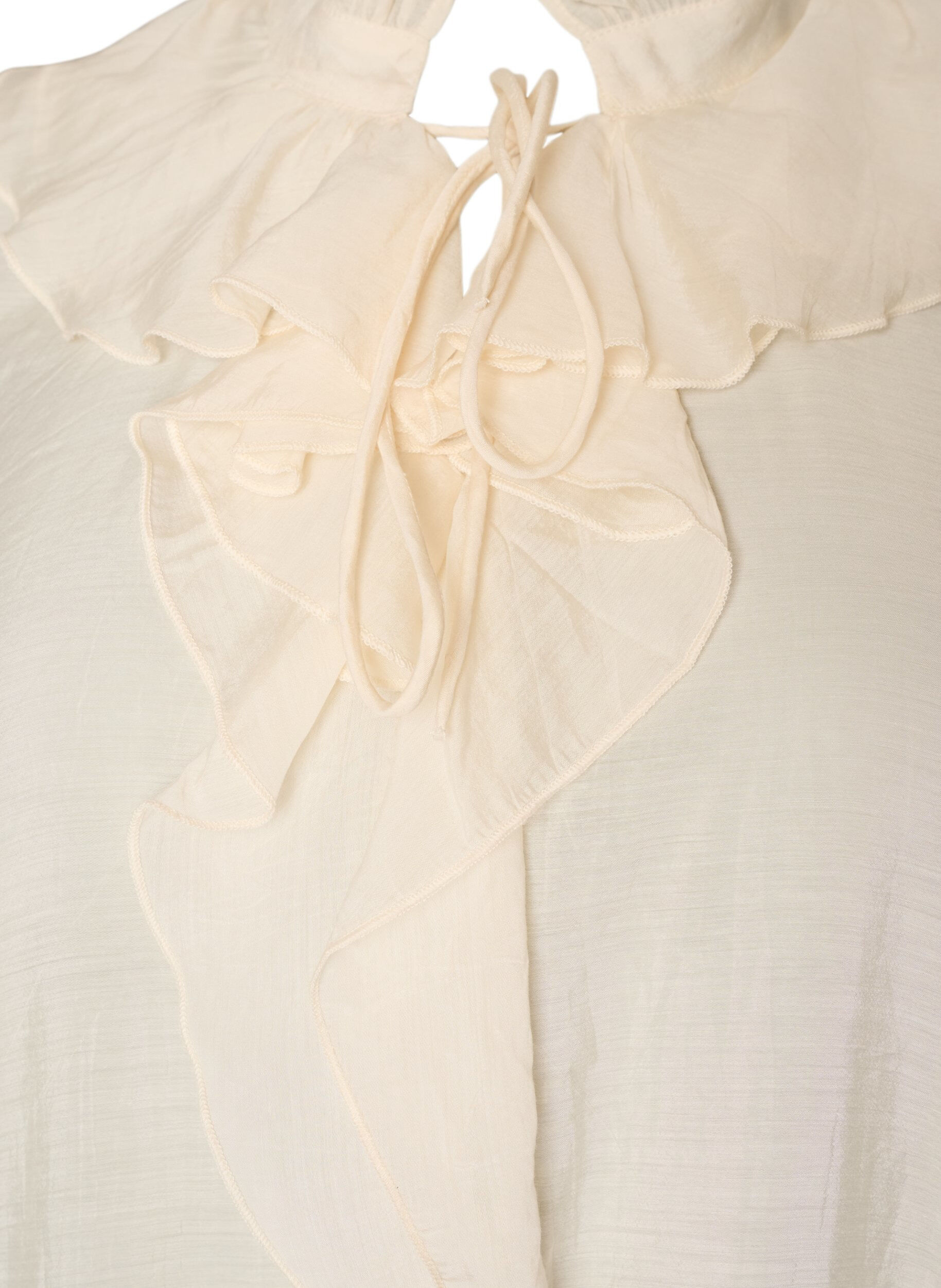 ZizziBlouse en viscose avec volants et manches longues, Vanille, Packshot image number 2