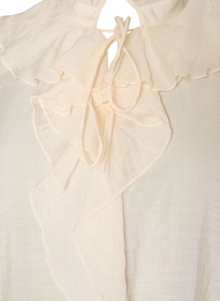 Blouse en viscose avec volants et manches longues, Vanille, Packshot image number 2