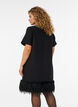 Robe courte en jersey avec finitions en plumes, Noir, Model image number 2
