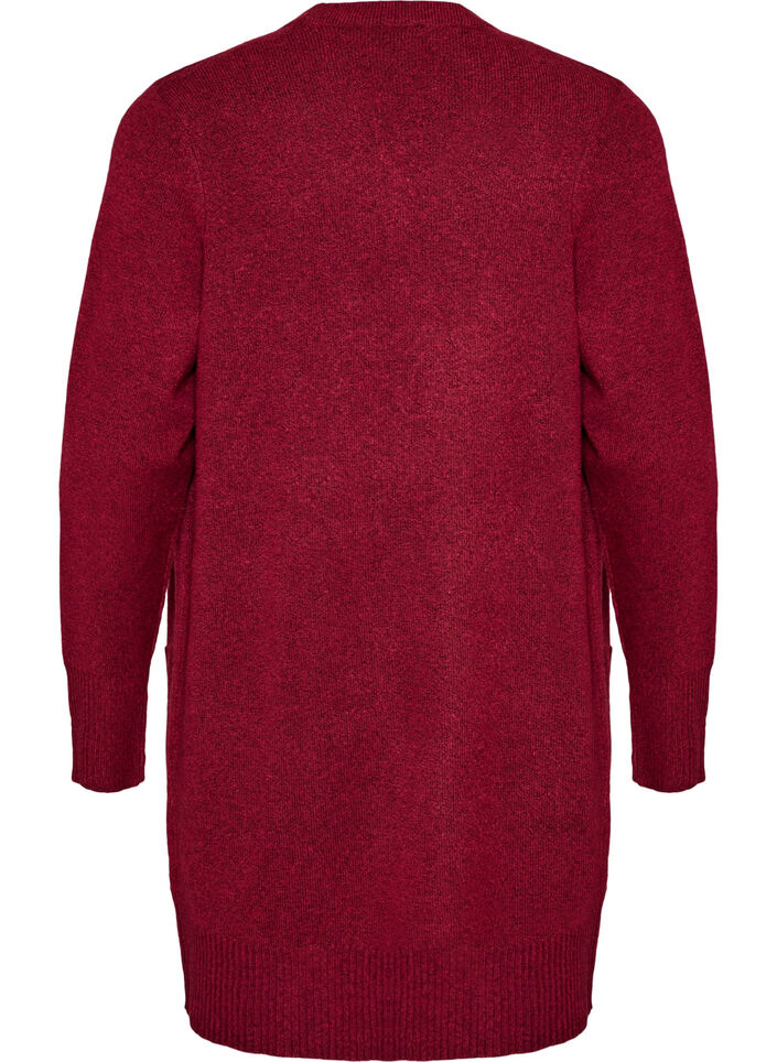 Strickjacke mit Rippenstrick und Taschen, Rot, Packshot image number 1