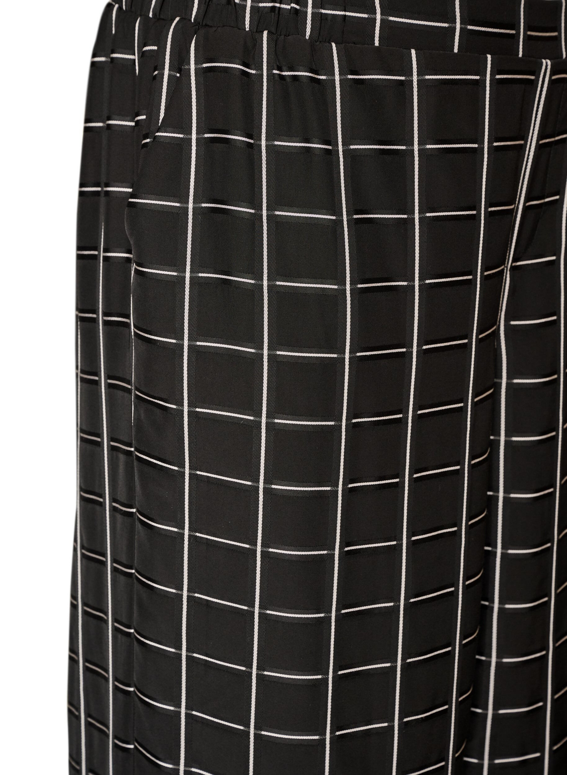 ZizziKarierte Hose mit weitem Bein, Schwarz, Packshot image number 2
