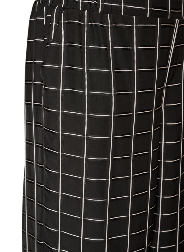Karierte Hose mit weitem Bein, Schwarz, Packshot image number 2