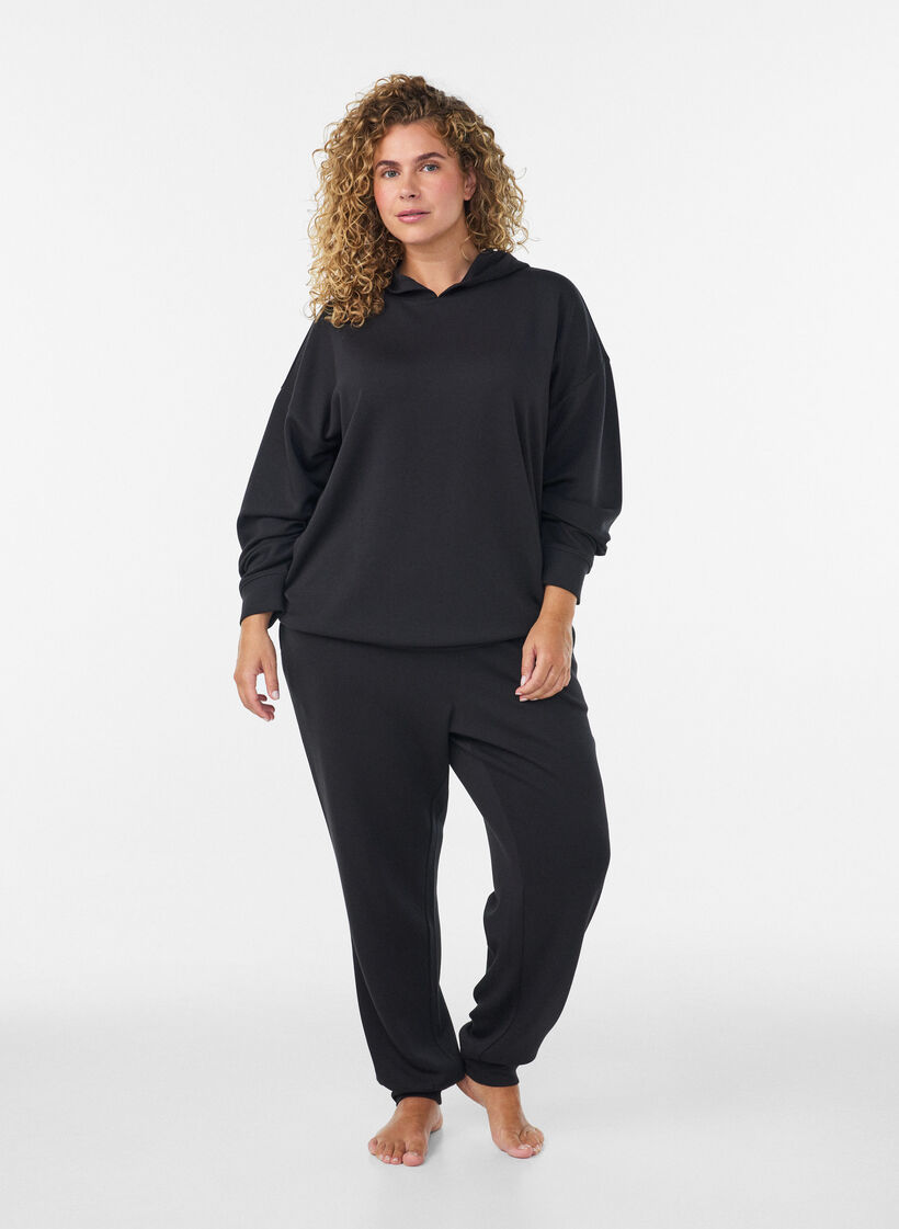 Sweat &agrave; capuche en jersey, Noir, Model image number 1
