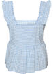 Top mit Karos und R&uuml;schendetails, Blau, Packshot image number 1