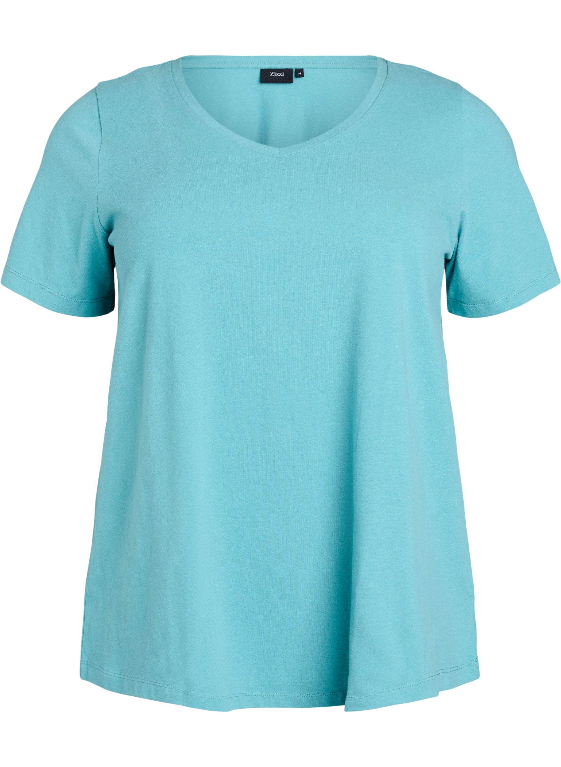 Zizzi Einfarbiges basic T-Shirt aus Baumwolle, Blau, Packshot image number 0