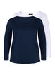 Lot de 2 blouses basiques en coton, Navy B/B White, Packshot image number 0