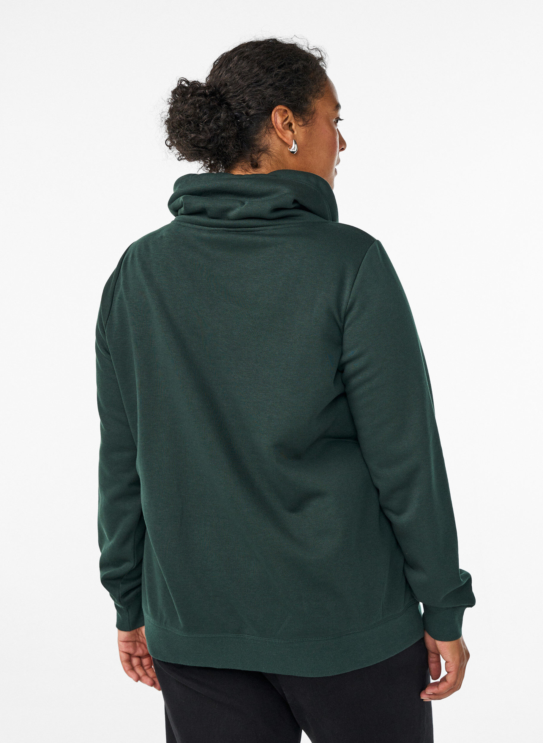 Zizzi FLASH - Sweatshirt mit Stehkragen und Taschen, Gr&uuml;n, Model image number 2