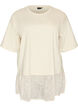 Lockeres T-Shirt mit breitem Spitzenbesatz, Vanille, Packshot image number 0