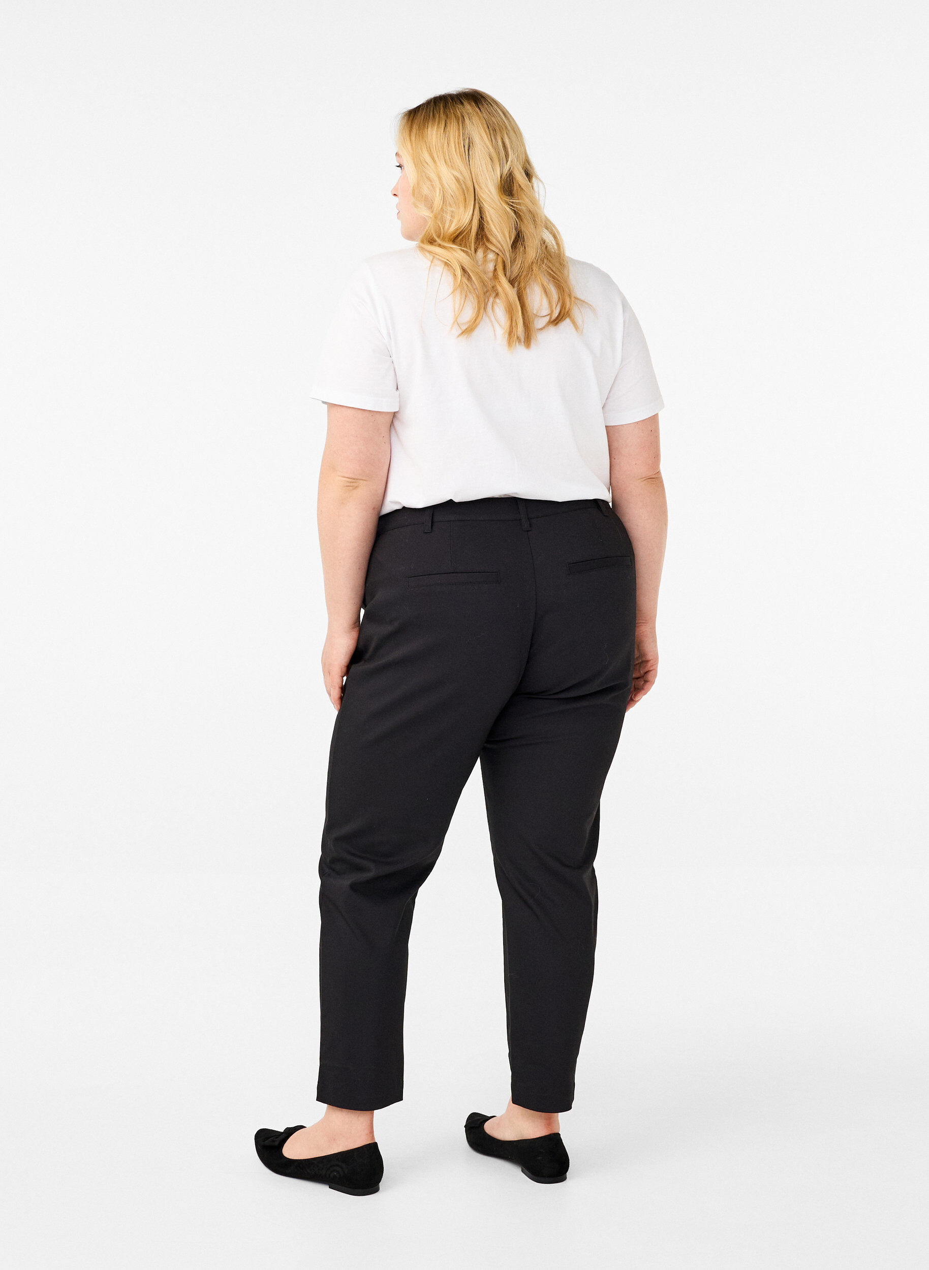 Zizzi Hose mit hohem Bund und geradem Bein, Schwarz, Model image number 1
