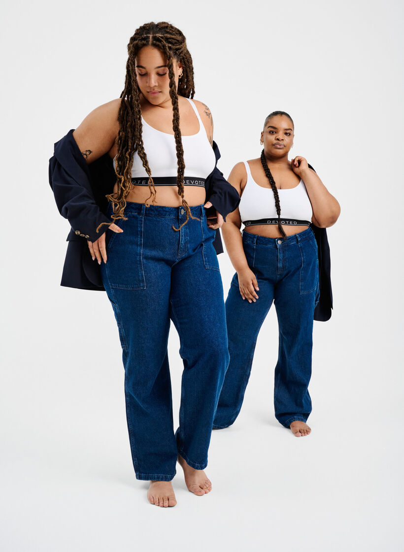 Gerade Passform Cargo Jeans, Dark blue, Image image number 0