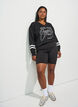 Haut sportif en maille avec imprim&eacute; texte, Noir, Model image number 1