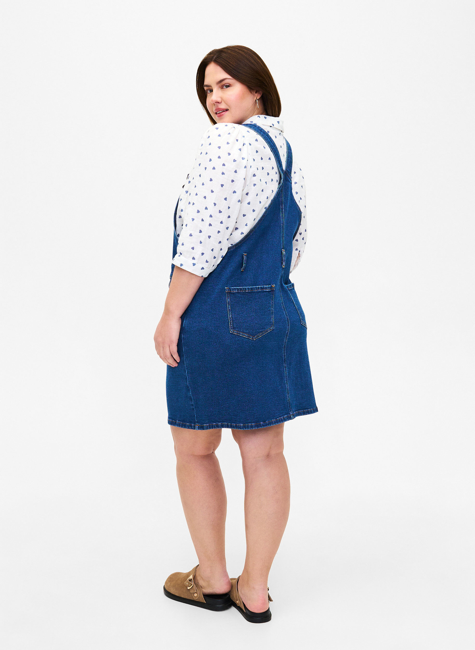 Zizzi Robe &agrave; salopette en jean, Bleu, Model image number 2