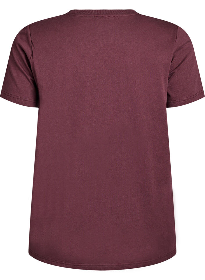 T-shirt basic en coton avec épaulettes, Bordeaux foncé, Packshot image number 1