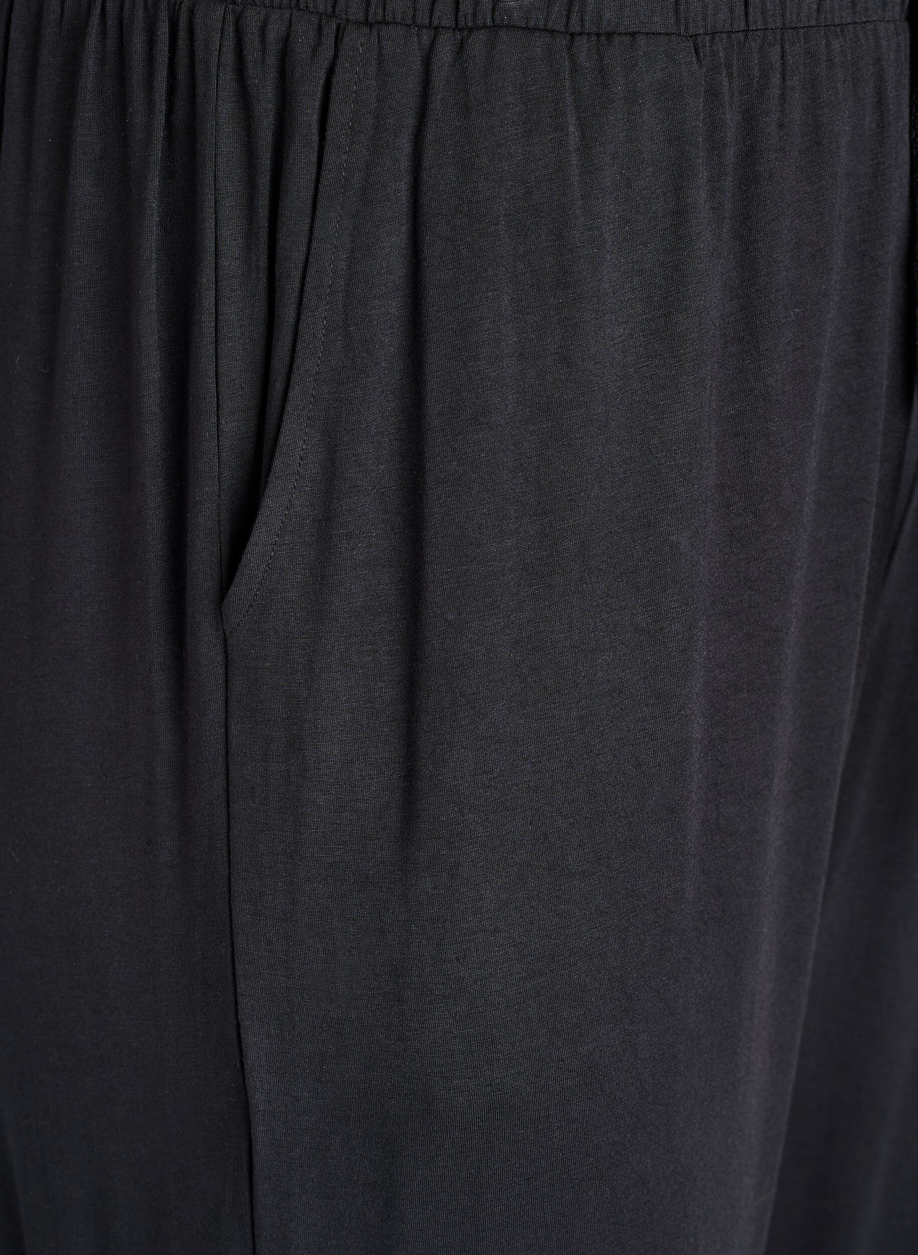 ZizziPantalon de nuit taille haute en modal, Noir, Packshot image number 2