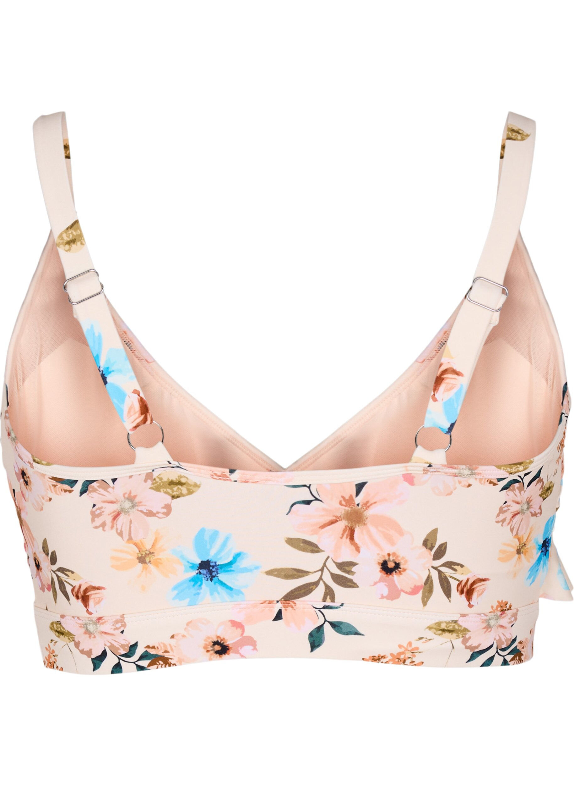 Zizzi Haut de bikini &agrave; fleurs et &agrave; d&eacute;tails de jabot, Beige, Packshot image number 1