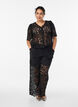 Pantalon taille haute en dentelle &agrave; coupe droite, Noir, Model image number 0