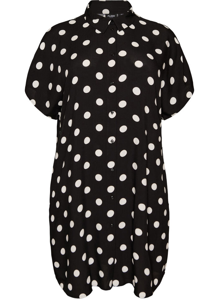 Chemise longue ample en viscose, Vanille, Packshot image number 0