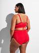 Bas de bikini taille haute uni, Rouge, Model image number 1