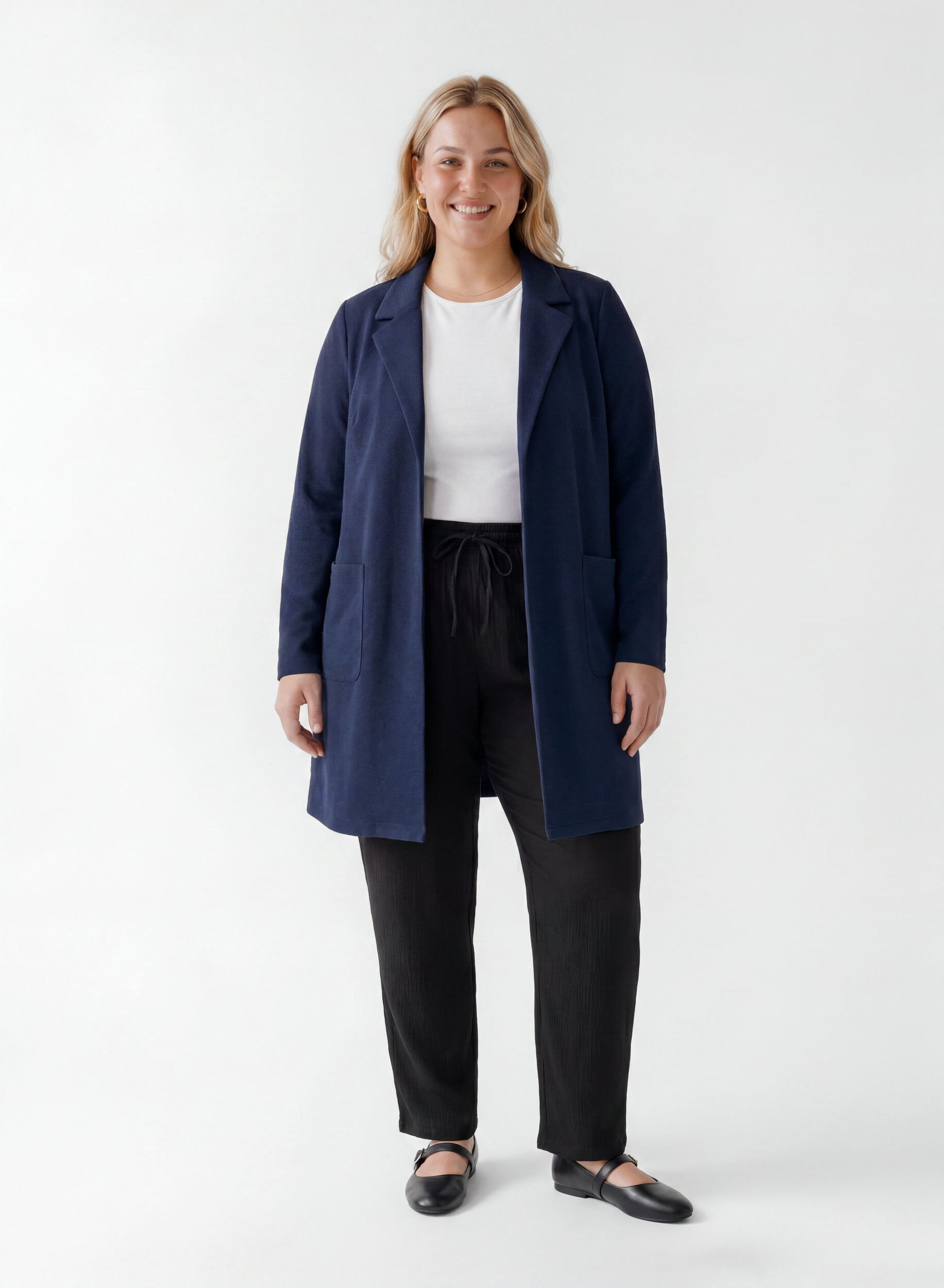 ZizziLange Blazer mit Taschen, Blau, Model image number 1