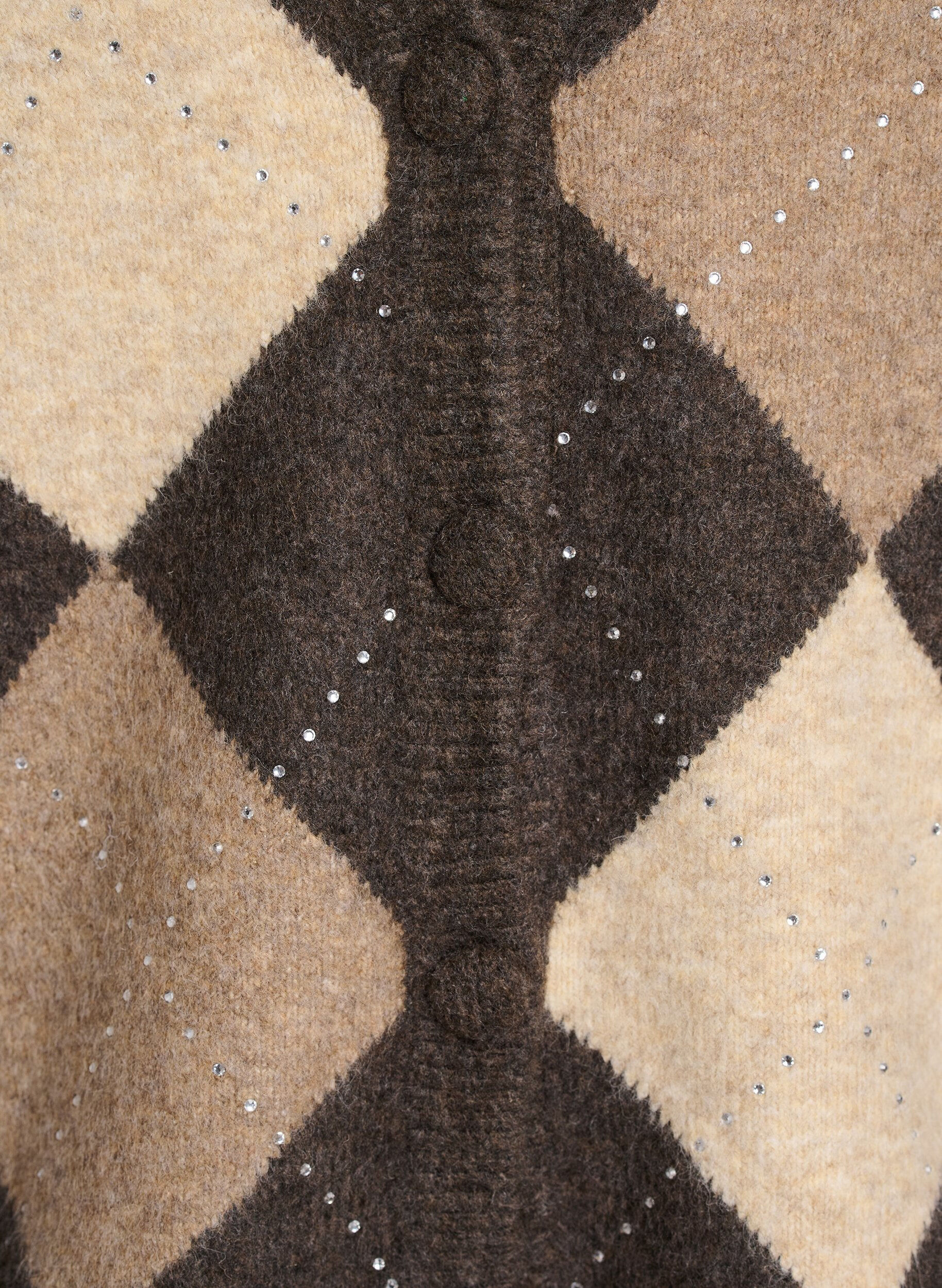 ZizziCardigan argyle avec strass, Marron, Packshot image number 2