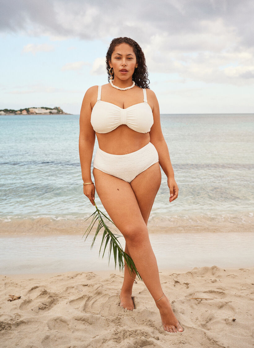 Bas de bikini &agrave; motif textur&eacute; et taille standard, Blanc, Image image number 0