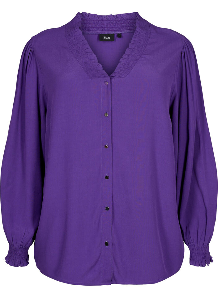 Langärmlige Bluse aus Viskose, Heliotrope, Packshot image number 0