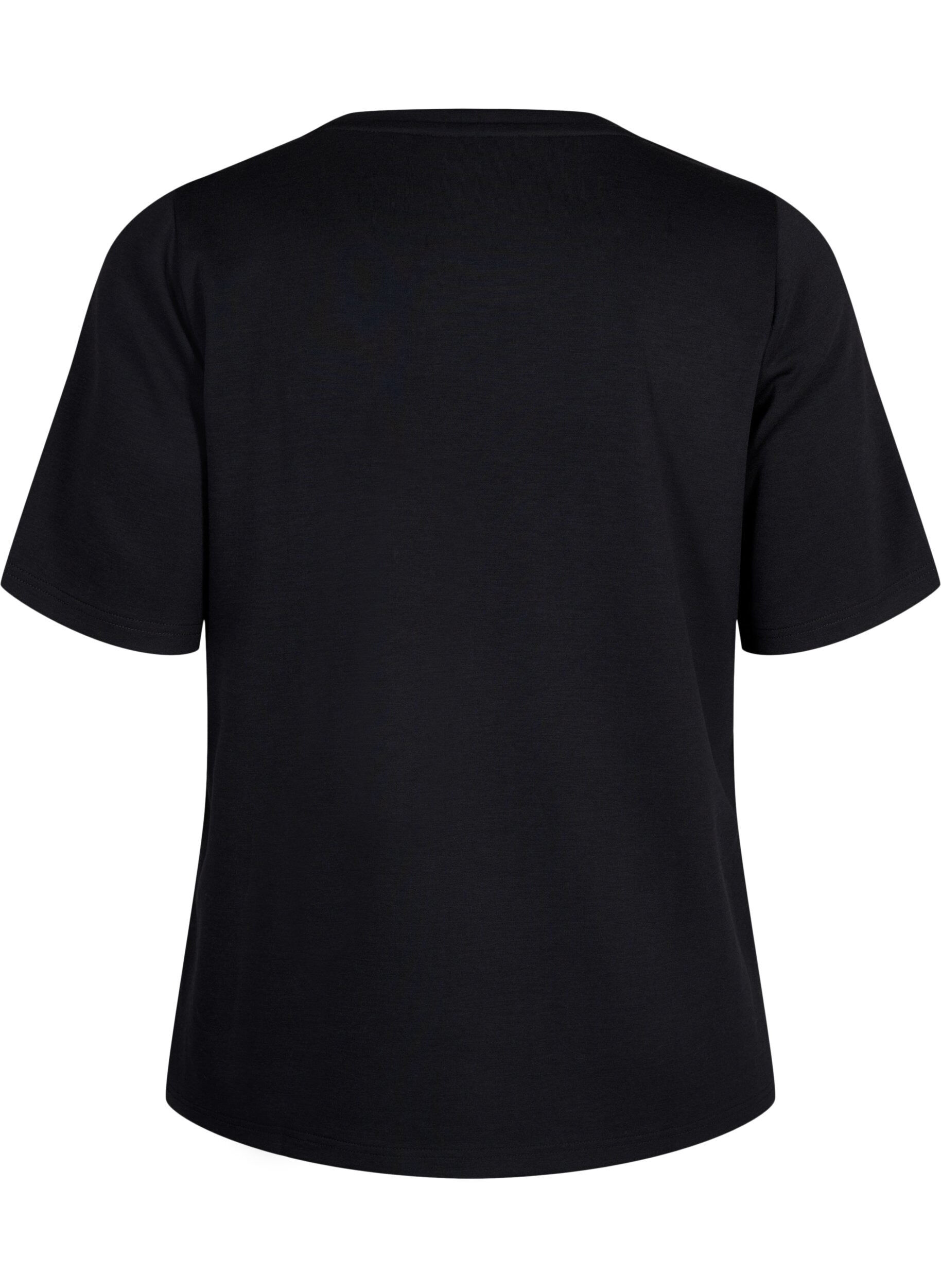 Zizzi T-Shirt aus Modalgemisch, Schwarz, Packshot image number 1