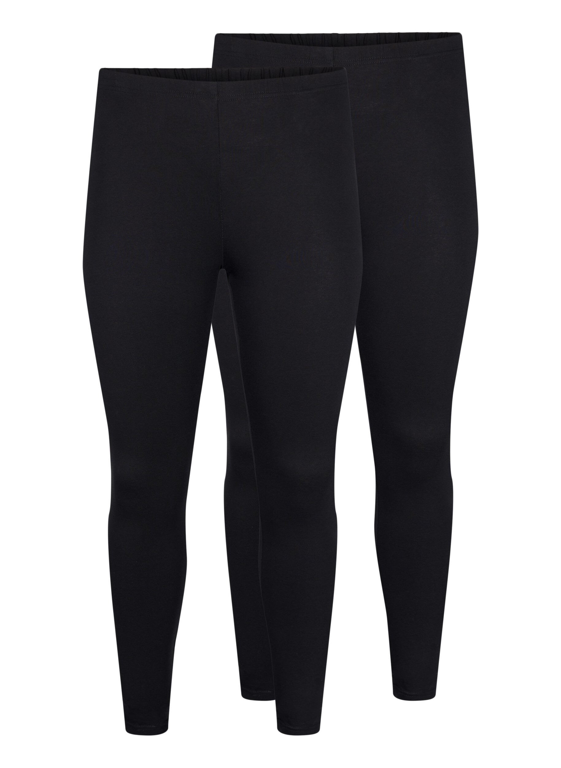 Zizzi FLASH - 2-pack leggings en coton, Noir, Packshot image number 0