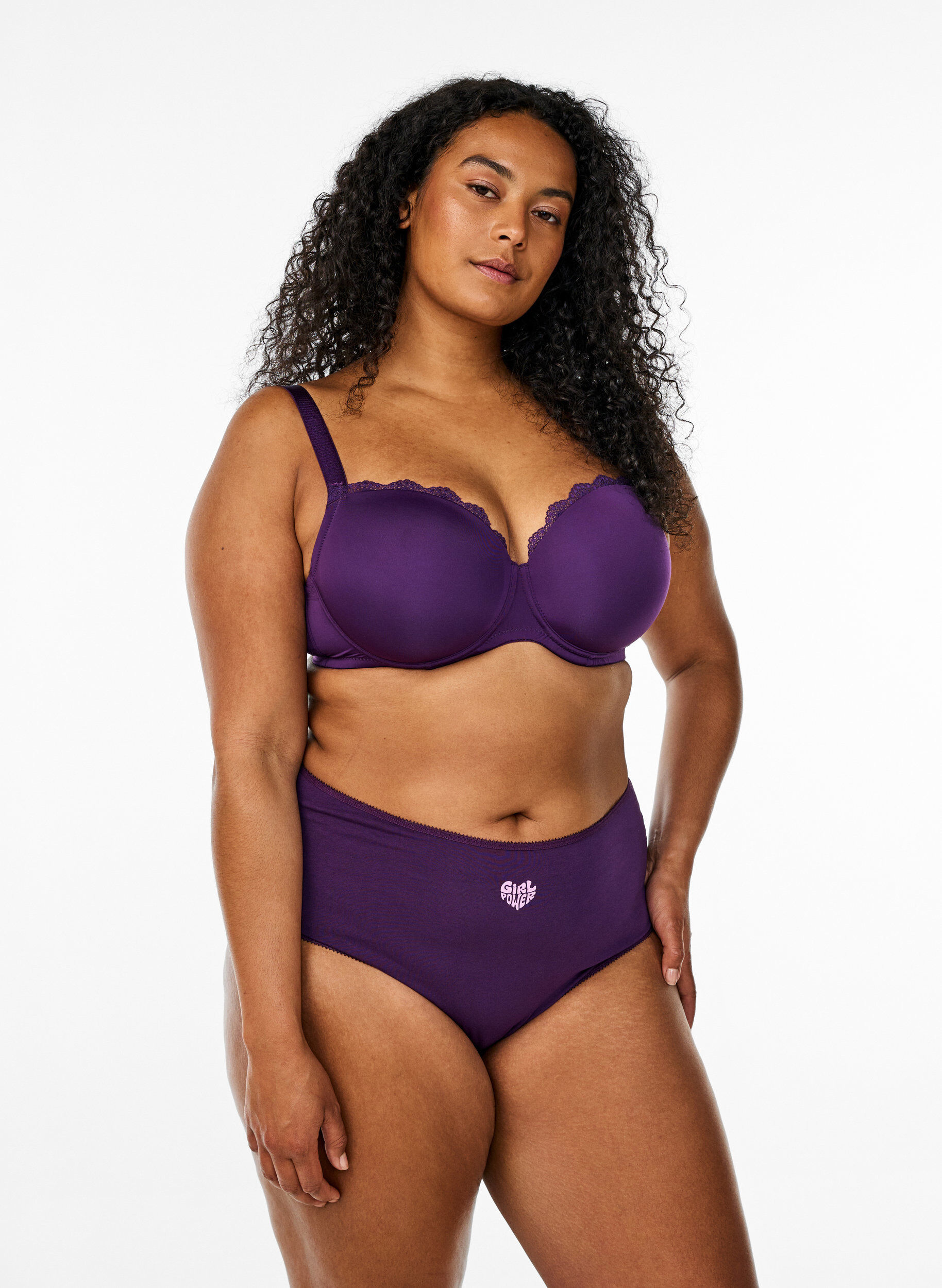 Zizzi 7-pack Hipster-Slips mit normaler Taillenh&ouml;he, Lila, Model image number 0