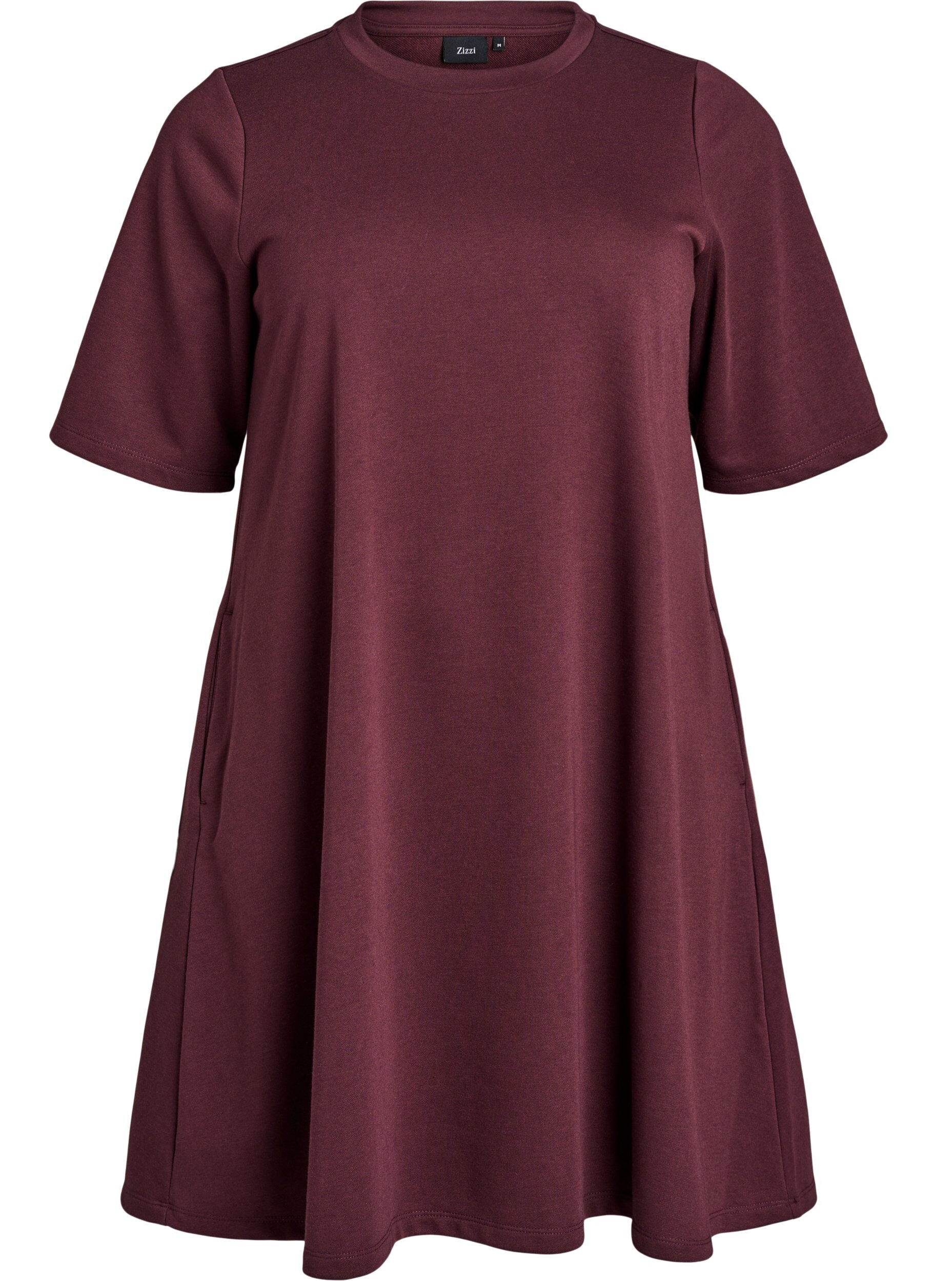 Zizzi Knielanges Jerseykleid mit Taschen und A-Schnitt., Dunkles Bordeaux, Packshot image number 0