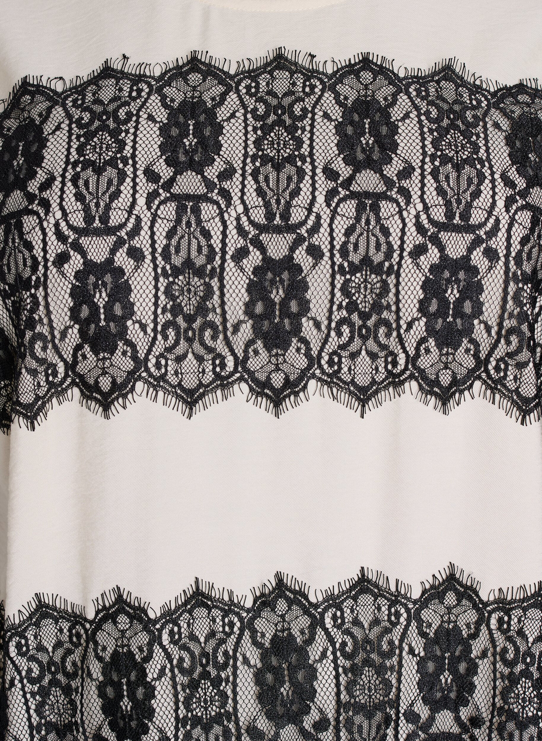 Zizzi Kurzes Kleid mit kontrastfarbenen Spitzeneins&auml;tzen, Beige, Packshot image number 2