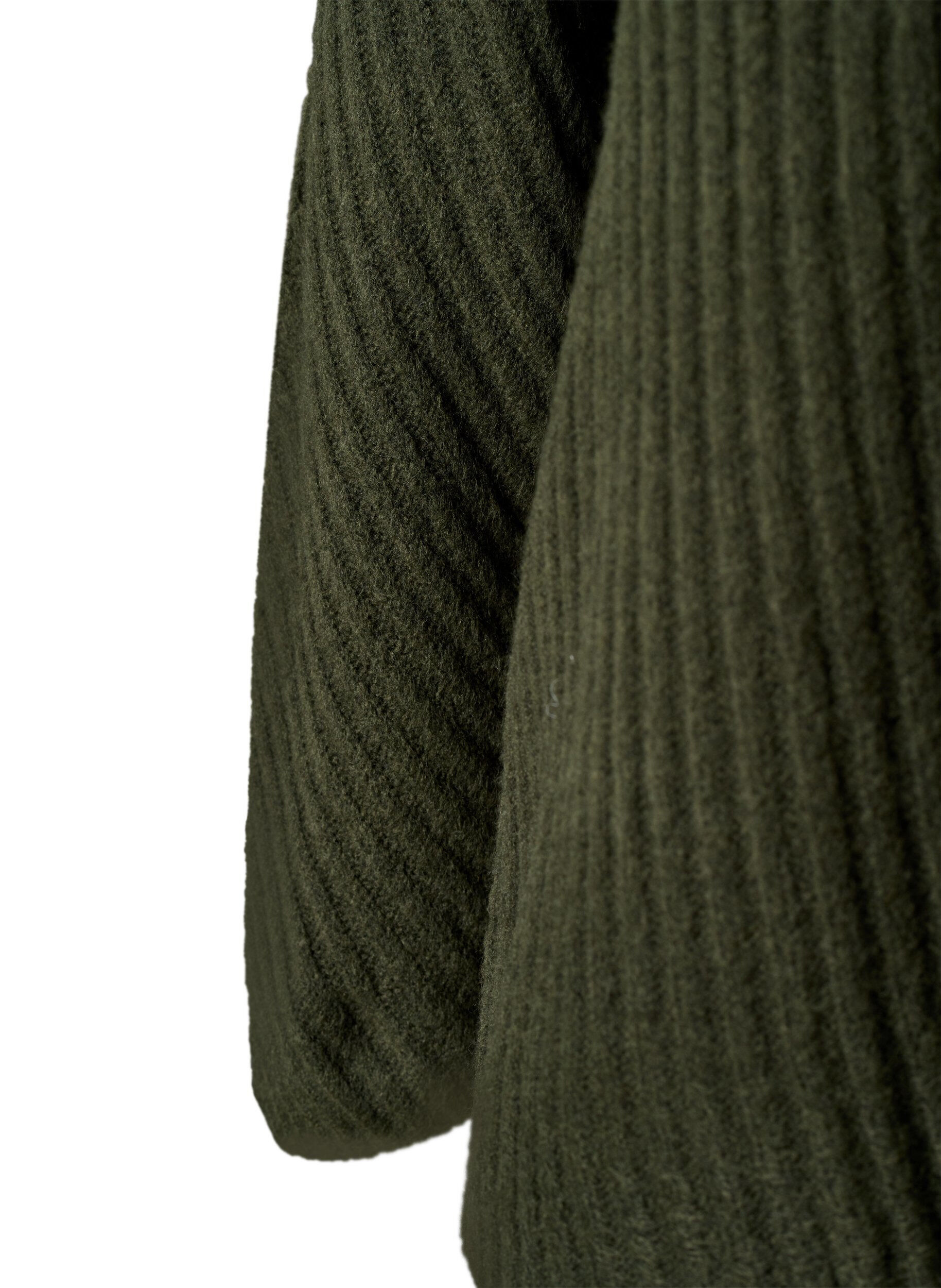 Zizzi Rollkragenpullover mit Rippstruktur, Forest Night Mel., Packshot image number 3