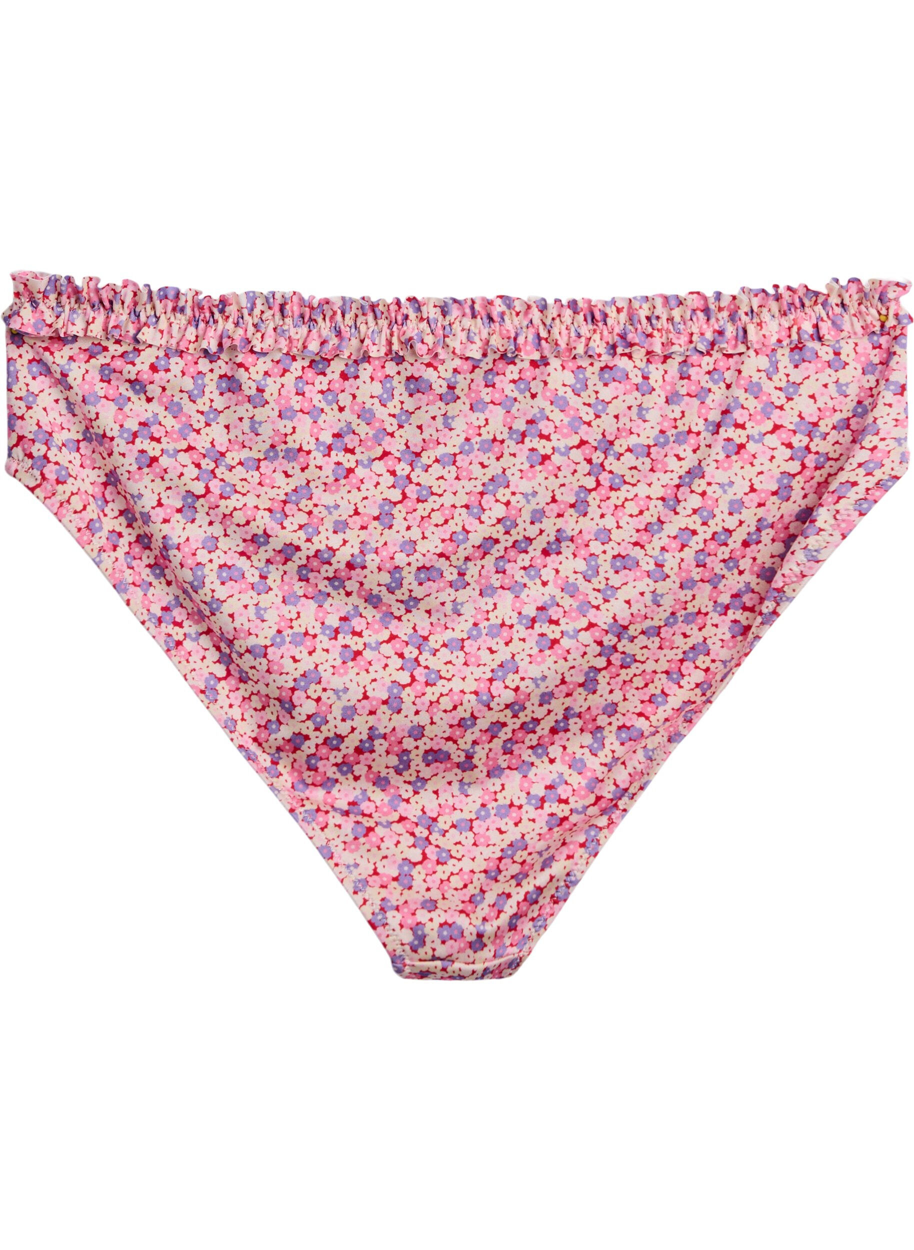 Zizzi Bas de bikini tai &agrave; imprim&eacute; floral avec bord fronc&eacute;, Rose, Packshot image number 1